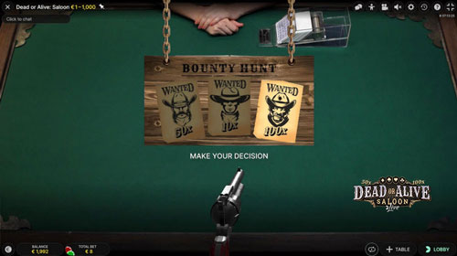 Dead or Alive Saloon Live â Bounty Hunt beslutning